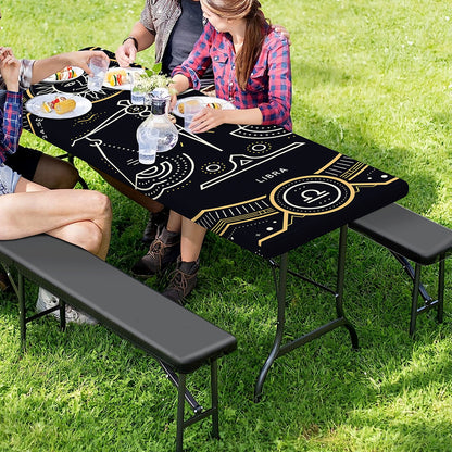 Vintage Libra Zodiac Sign Print Picnic Table Cover