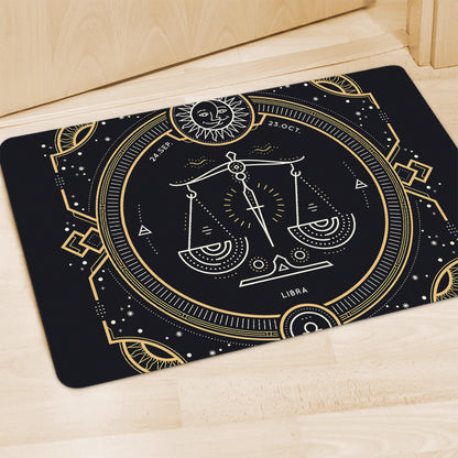 Vintage Libra Zodiac Sign Print Polyester Doormat