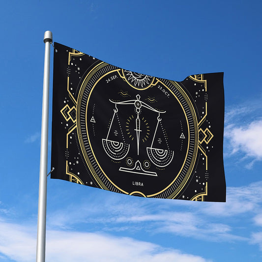 Vintage Libra Zodiac Sign Print Polyester Flag