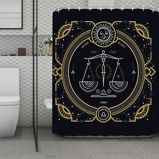 Vintage Libra Zodiac Sign Print Polyester Shower Curtain
