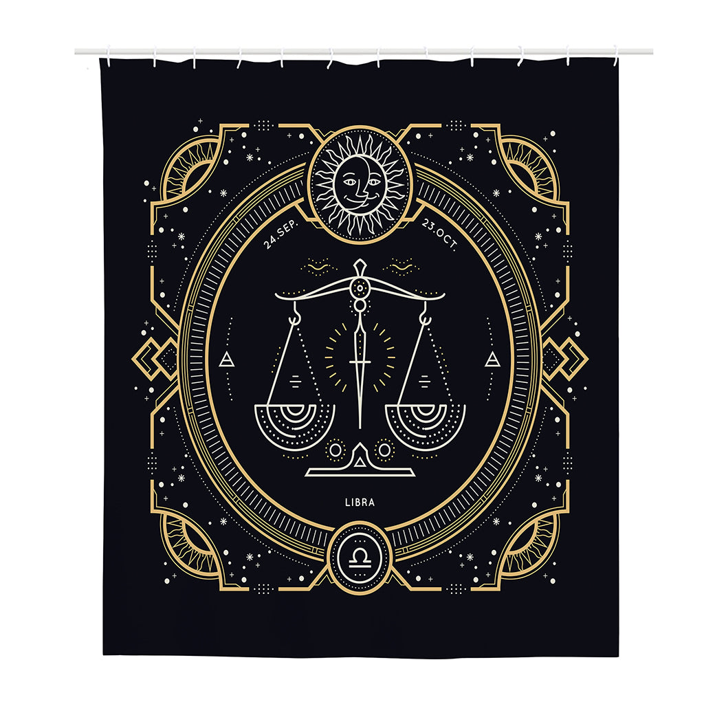 Vintage Libra Zodiac Sign Print Polyester Shower Curtain