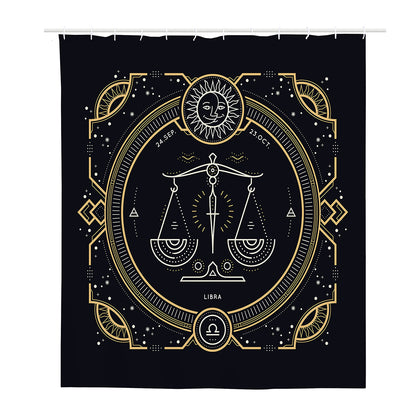 Vintage Libra Zodiac Sign Print Polyester Shower Curtain