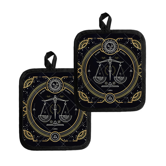 Vintage Libra Zodiac Sign Print Pot Holders