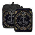 Vintage Libra Zodiac Sign Print Pot Holders With Pocket