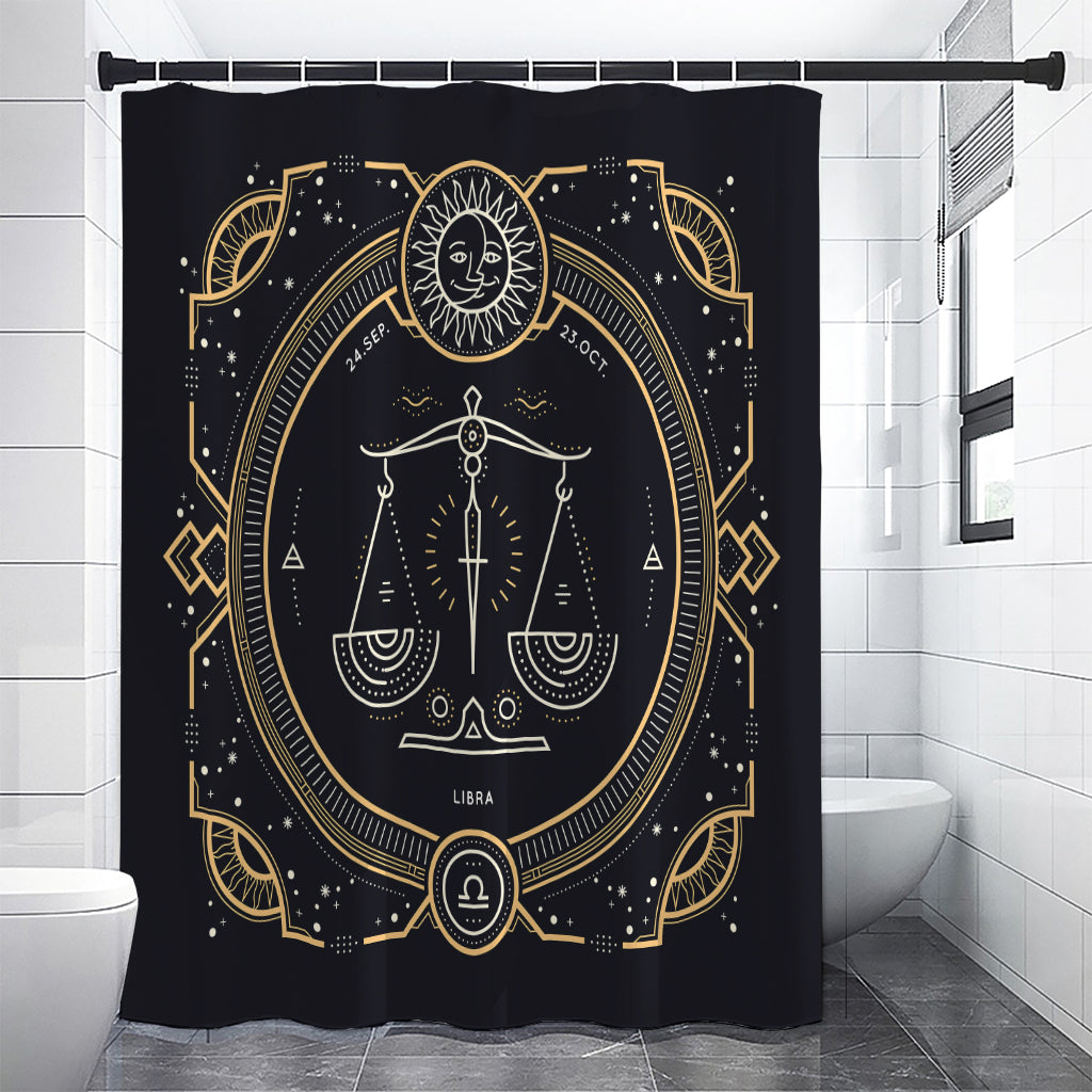 Vintage Libra Zodiac Sign Print Premium Shower Curtain