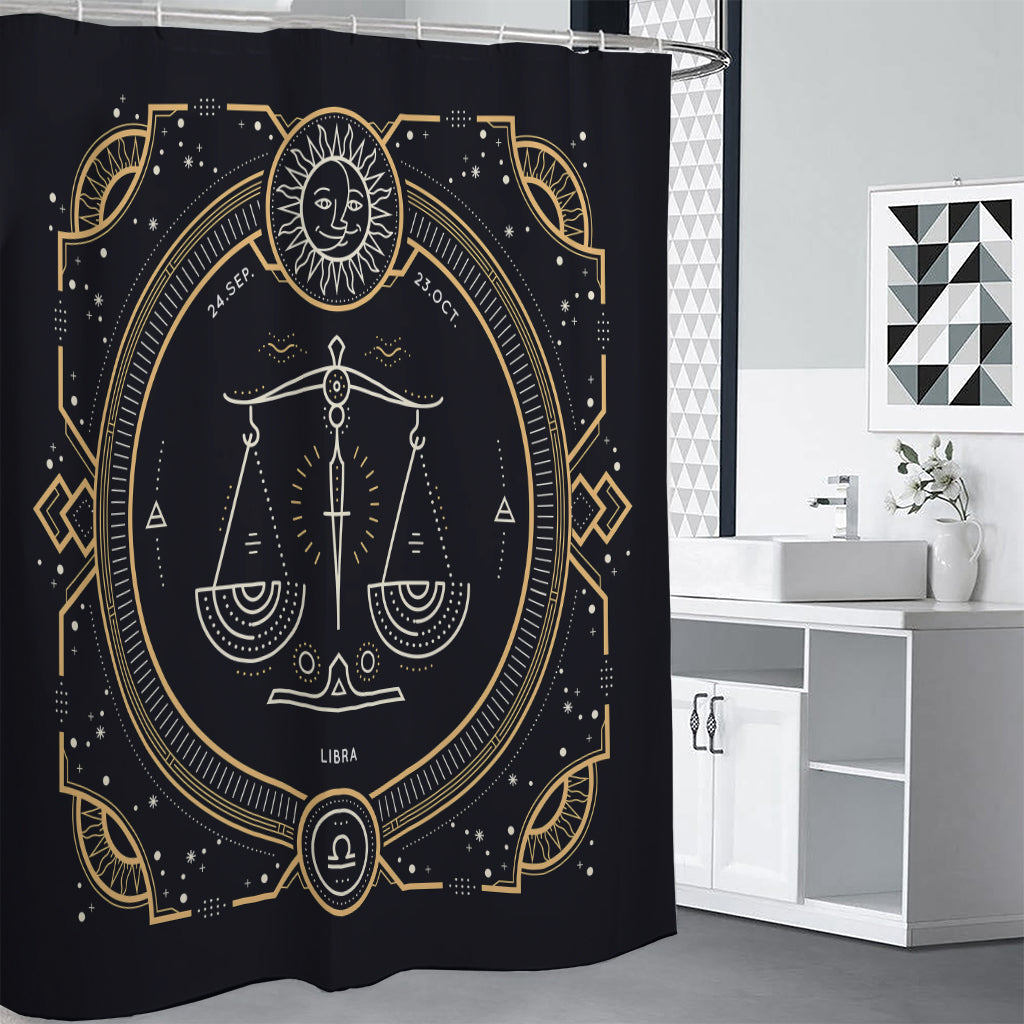 Vintage Libra Zodiac Sign Print Premium Shower Curtain