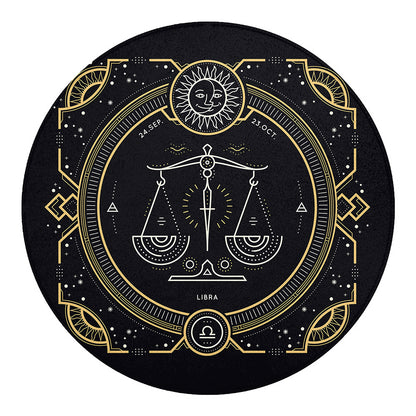 Vintage Libra Zodiac Sign Print Round Blanket