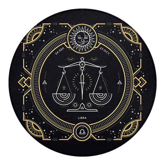Vintage Libra Zodiac Sign Print Round Blanket