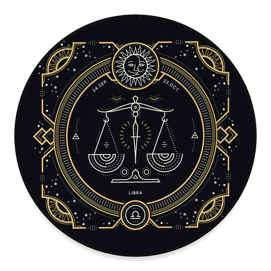 Vintage Libra Zodiac Sign Print Round Floor Mat