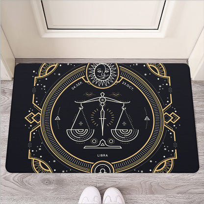 Vintage Libra Zodiac Sign Print Rubber Doormat