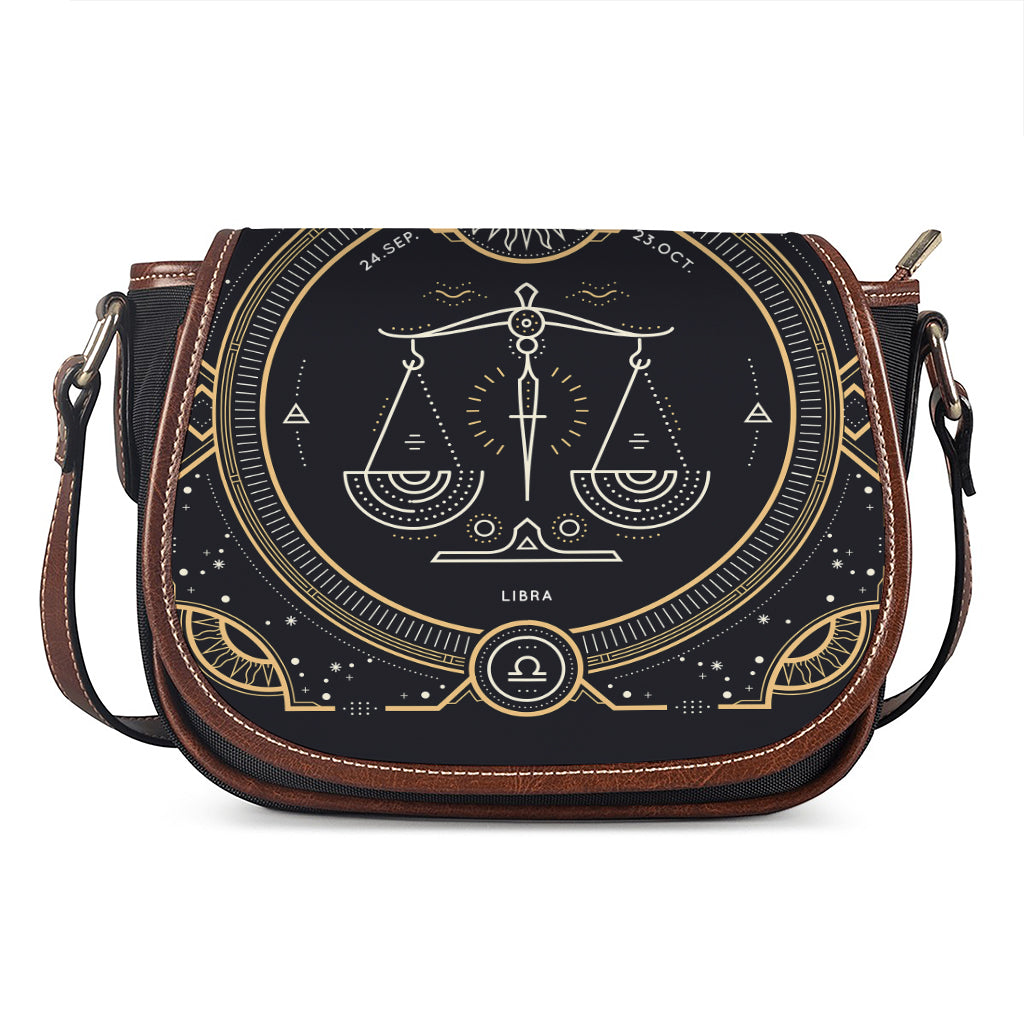 Vintage Libra Zodiac Sign Print Saddle Bag