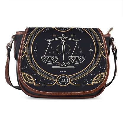 Vintage Libra Zodiac Sign Print Saddle Bag