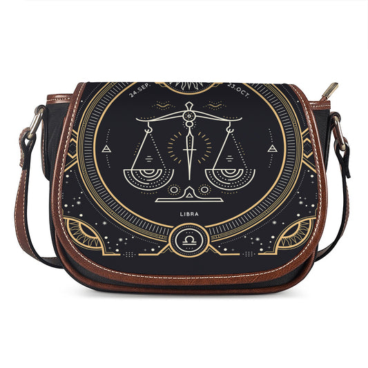 Vintage Libra Zodiac Sign Print Saddle Bag
