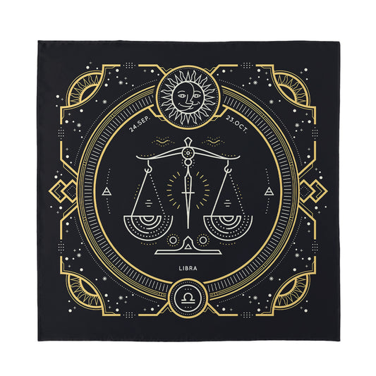 Vintage Libra Zodiac Sign Print Silk Bandana