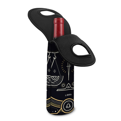 Vintage Libra Zodiac Sign Print Single Neoprene Wine Tote