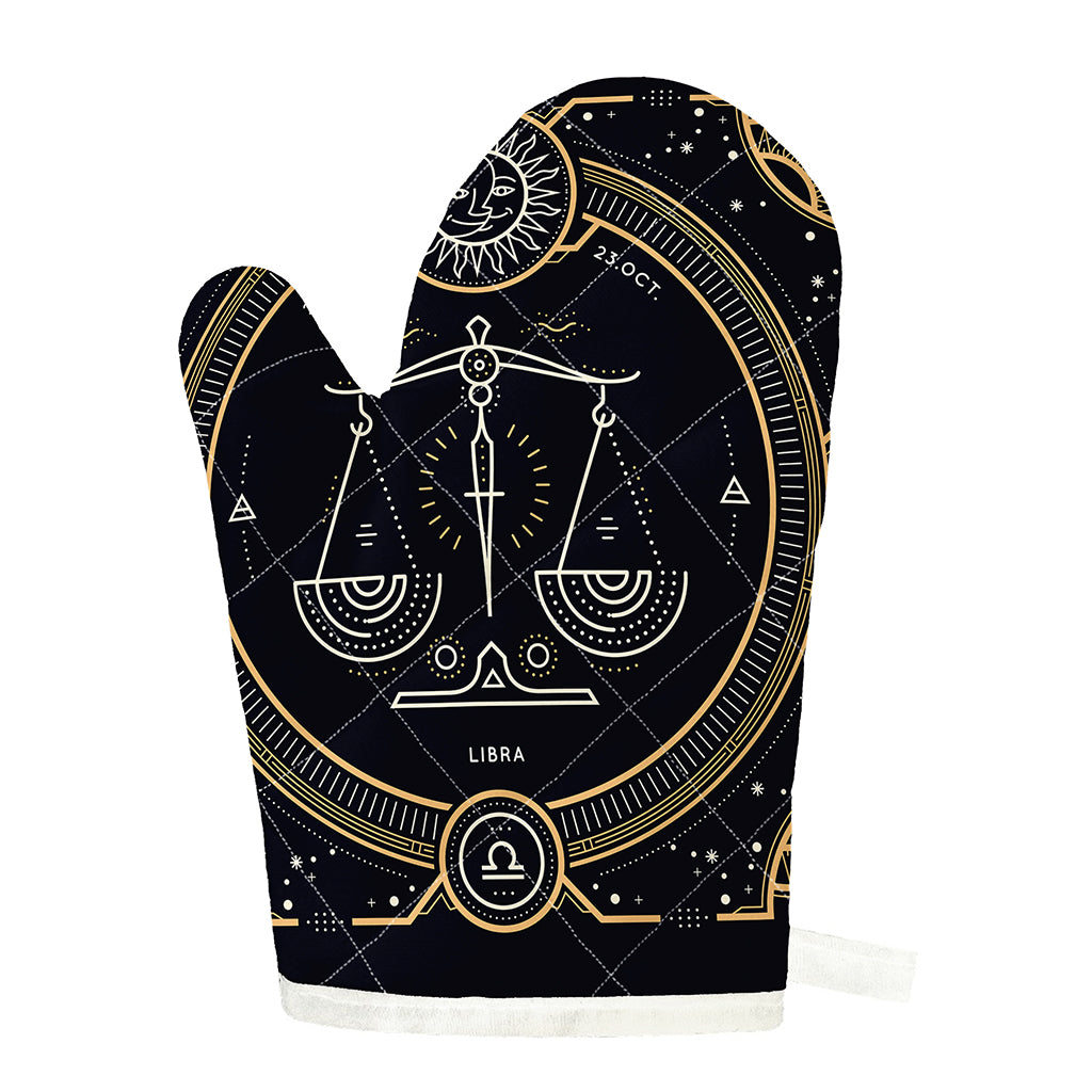 Vintage Libra Zodiac Sign Print Single Oven Mitt