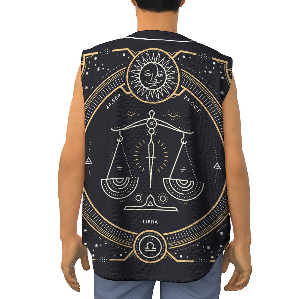 Vintage Libra Zodiac Sign Print Sleeveless Baseball Jersey