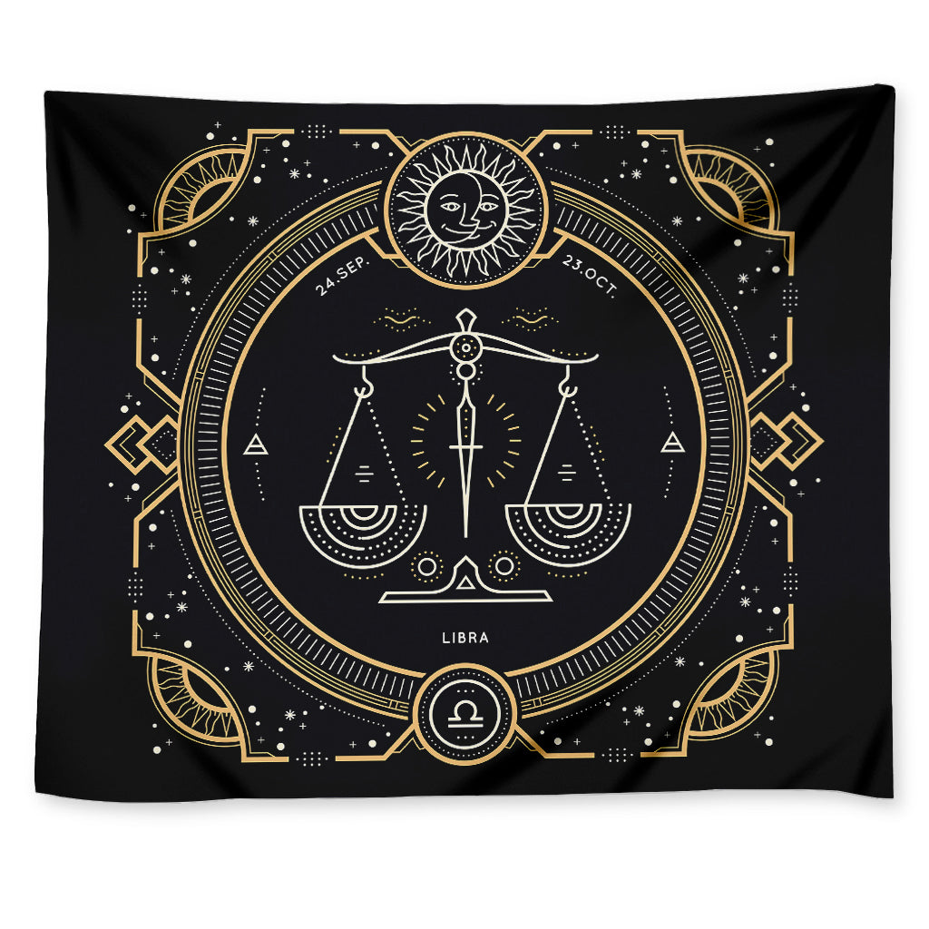 Vintage Libra Zodiac Sign Print Tapestry