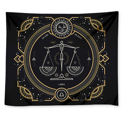 Vintage Libra Zodiac Sign Print Tapestry