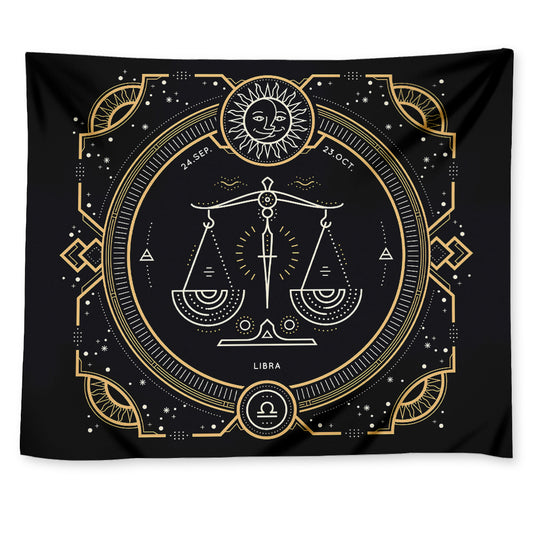 Vintage Libra Zodiac Sign Print Tapestry