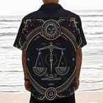 Vintage Libra Zodiac Sign Print Textured Short Sleeve Shirt