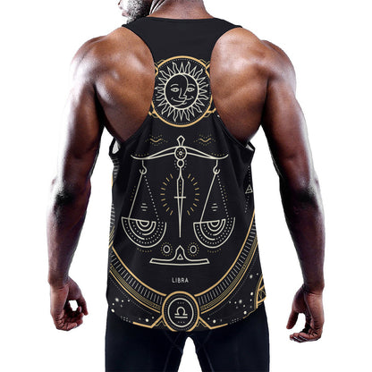 Vintage Libra Zodiac Sign Print Training Tank Top