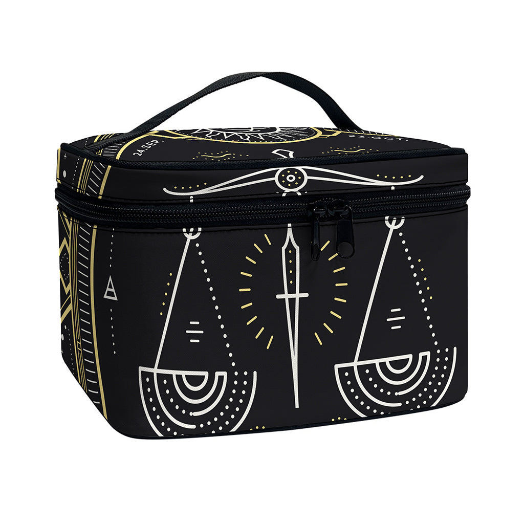 Vintage Libra Zodiac Sign Print Travel Makeup Bag