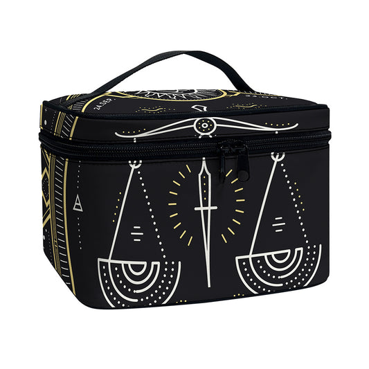 Vintage Libra Zodiac Sign Print Travel Makeup Bag