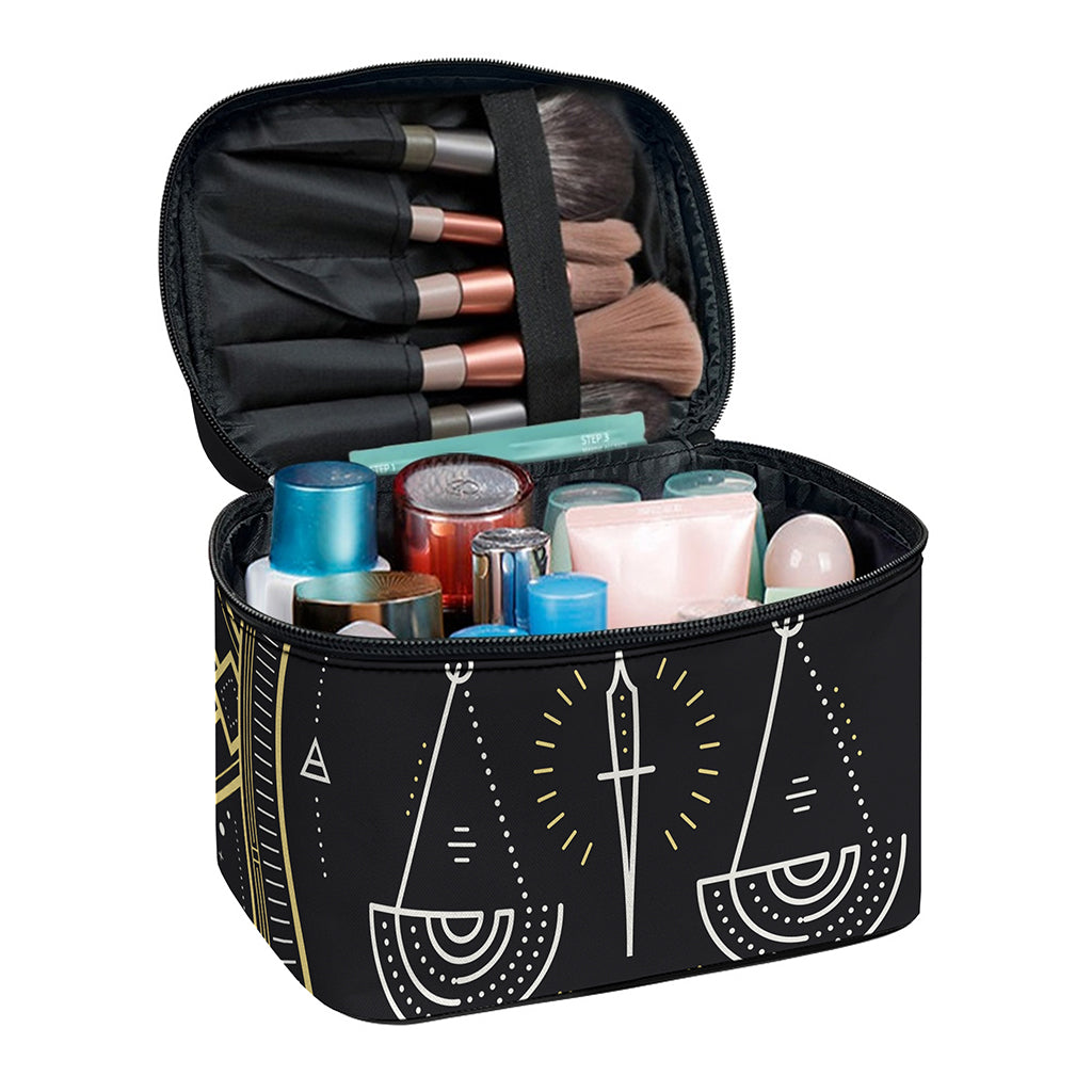 Vintage Libra Zodiac Sign Print Travel Makeup Bag