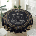 Vintage Libra Zodiac Sign Print Waterproof Round Tablecloth
