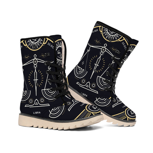 Vintage Libra Zodiac Sign Print Winter Boots