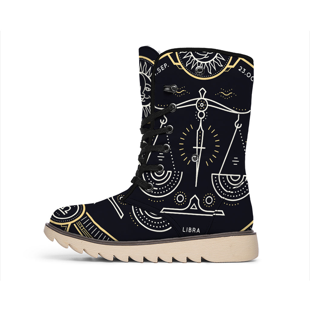 Vintage Libra Zodiac Sign Print Winter Boots