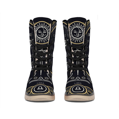 Vintage Libra Zodiac Sign Print Winter Boots