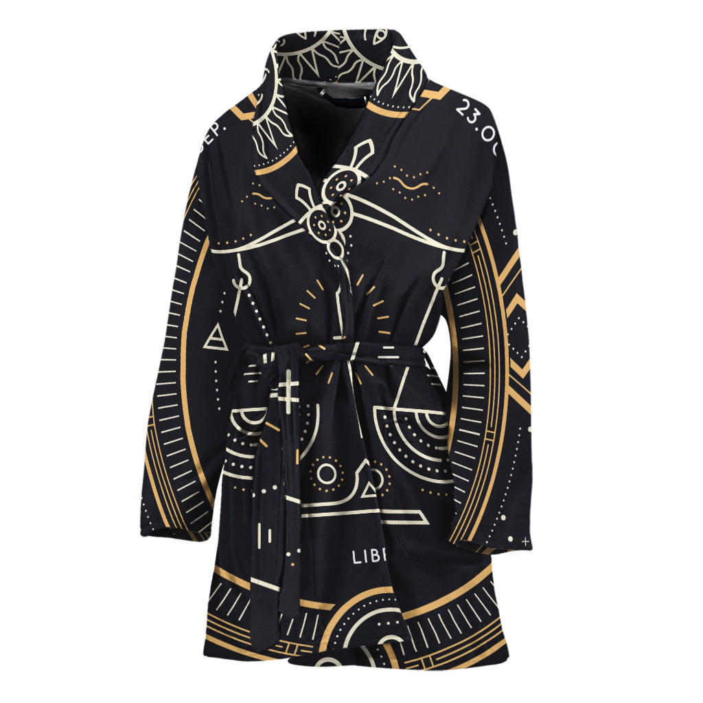Vintage Libra Zodiac Sign Print Women's Bathrobe