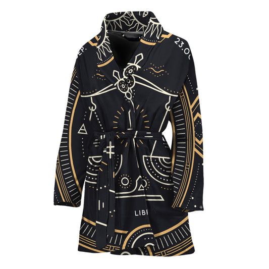 Vintage Libra Zodiac Sign Print Women's Bathrobe