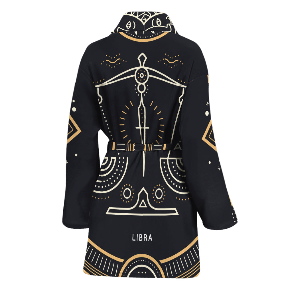 Vintage Libra Zodiac Sign Print Women's Bathrobe