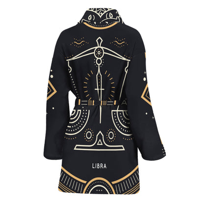 Vintage Libra Zodiac Sign Print Women's Bathrobe