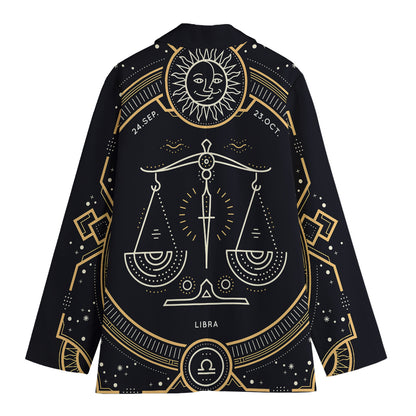 Vintage Libra Zodiac Sign Print Women's Blazer
