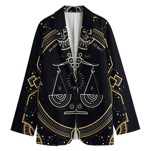 Vintage Libra Zodiac Sign Print Women's Cotton Blazer