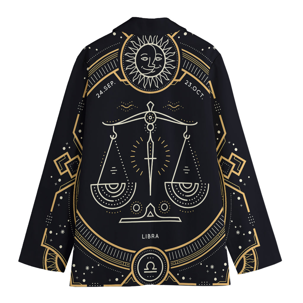 Vintage Libra Zodiac Sign Print Women's Cotton Blazer