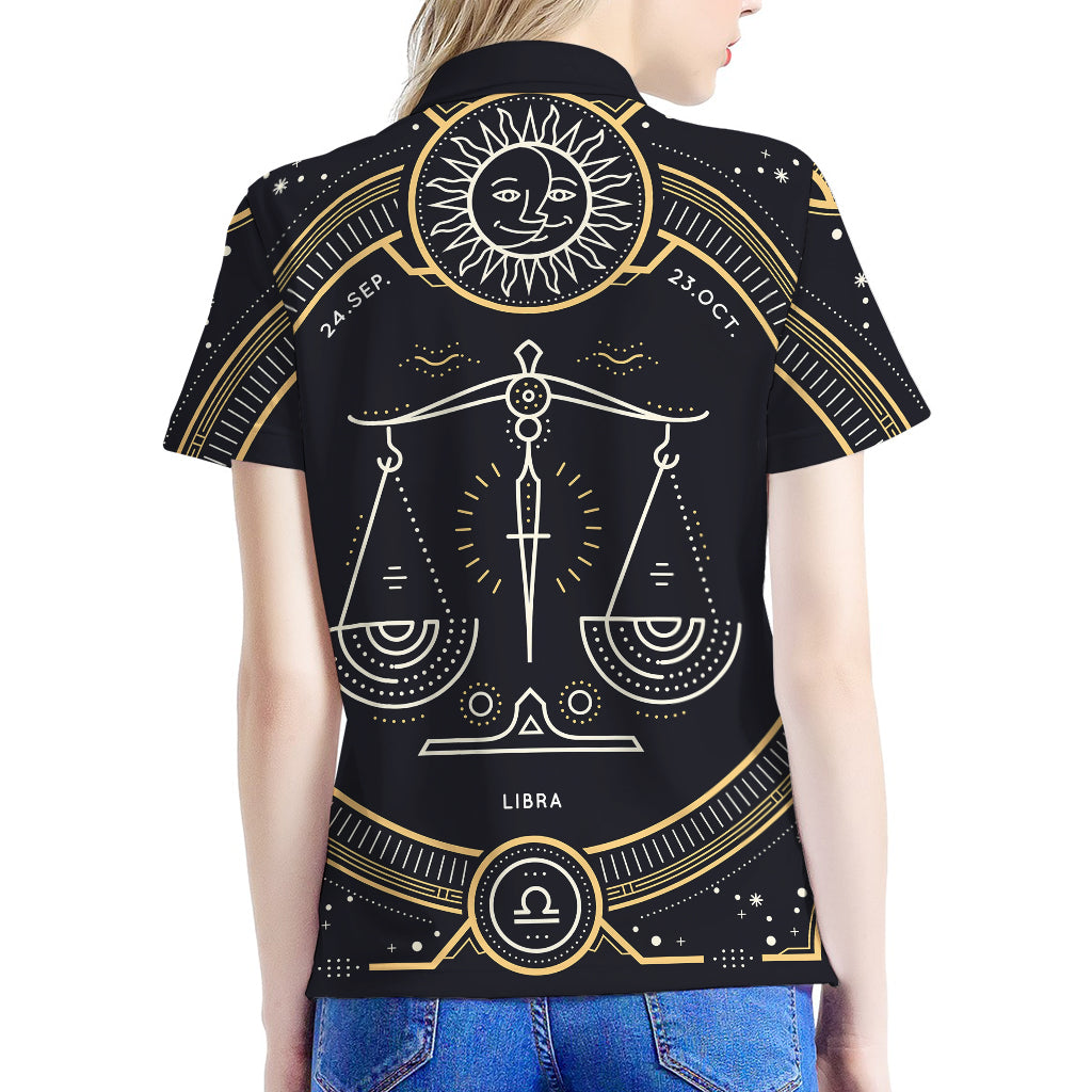 Vintage Libra Zodiac Sign Print Women's Polo Shirt