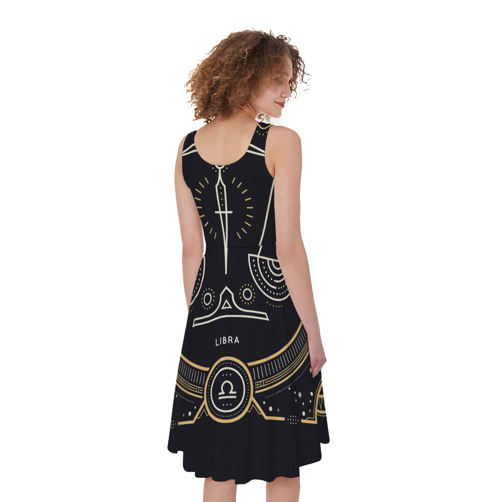 Vintage Libra Zodiac Sign Print Women's Sleeveless Dress