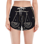 Vintage Libra Zodiac Sign Print Women's Split Running Shorts
