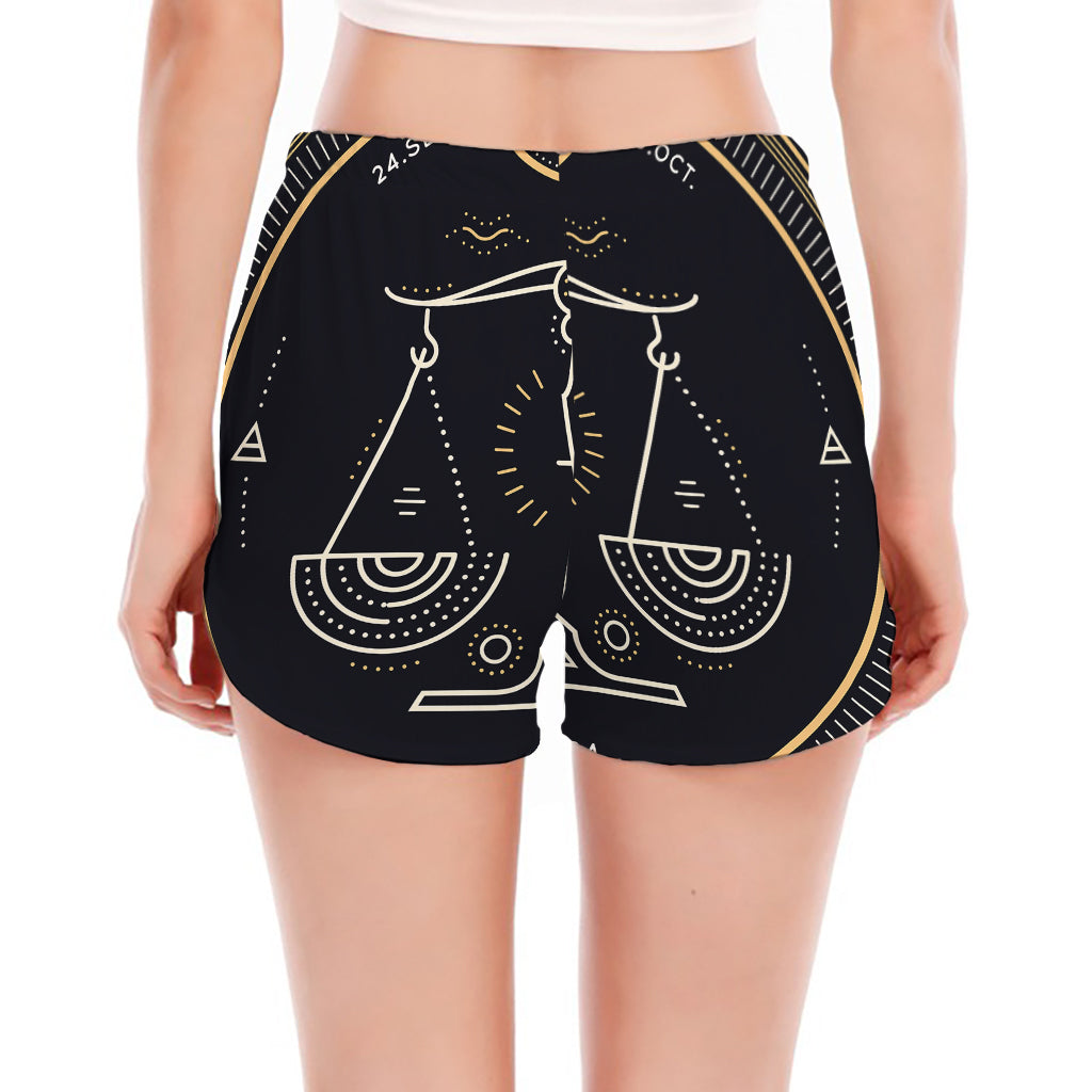 Vintage Libra Zodiac Sign Print Women's Split Running Shorts