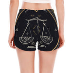 Vintage Libra Zodiac Sign Print Women's Split Running Shorts