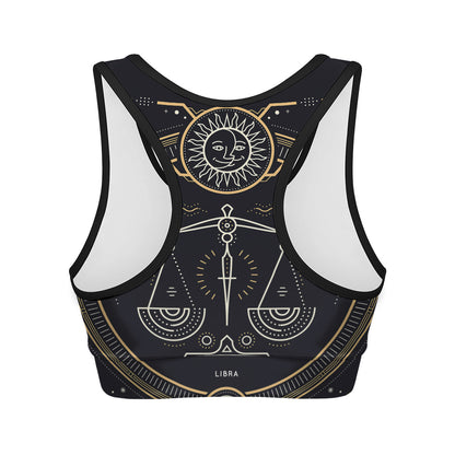 Vintage Libra Zodiac Sign Print Women's Sports Bra