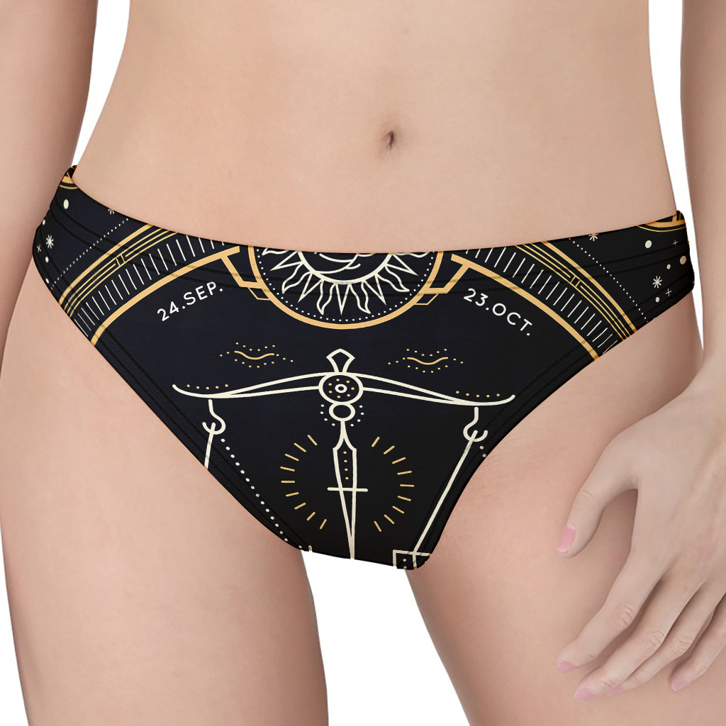 Vintage Libra Zodiac Sign Print Women's Thong