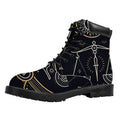 Vintage Libra Zodiac Sign Print Padded Collar Lace Up Boots