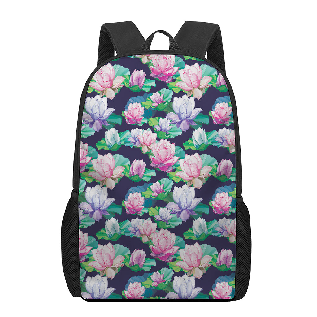 Vintage Lotus Floral Print 17 Inch Backpack