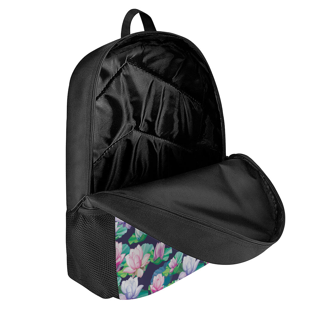 Vintage Lotus Floral Print 17 Inch Backpack